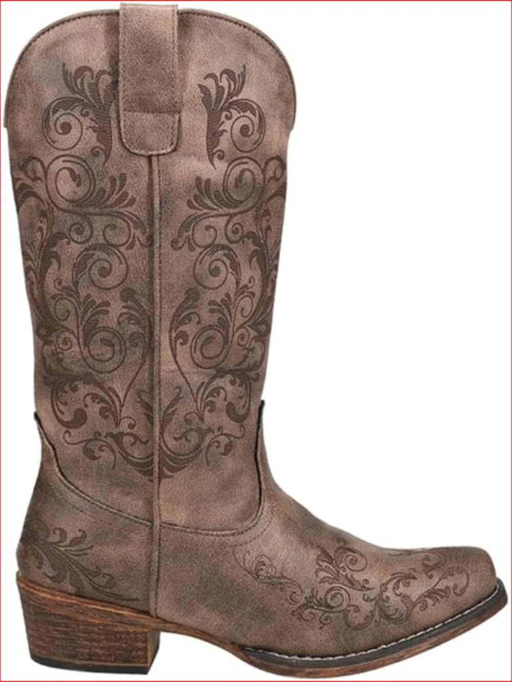 Faux Leather Mid Calf Boots Low Heel Snip Toe Casual Western